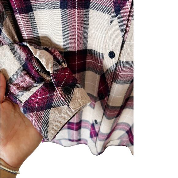 RAILS Plaid Flannel Button Down Red Cream Burgundy Cotton Long Sleeves Small EUC - Picture 4 of 8